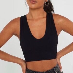 Garage Black V-Neck Crop Top